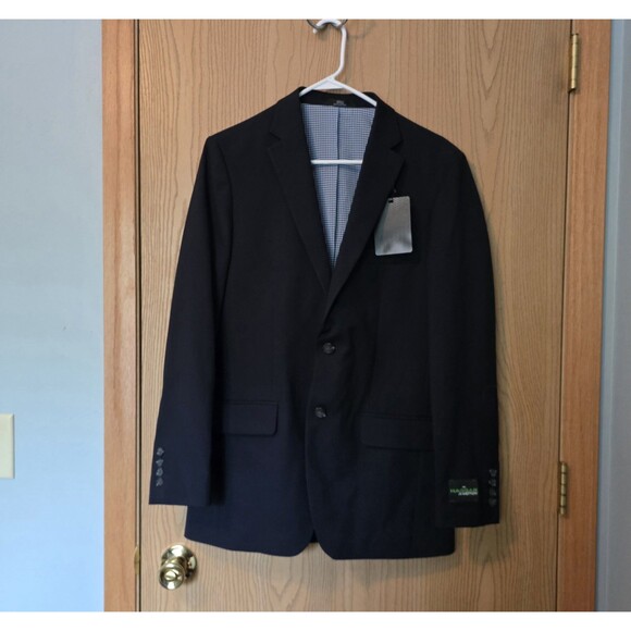 Haggar Active Series Mens Blazer NWT Jacket Size 38R Navy Blue In Motion Panels - Picture 1 of 10